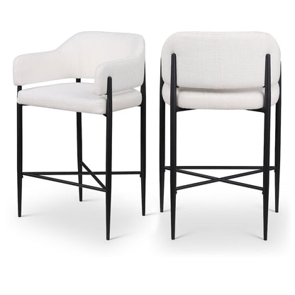 Dame Cream Fabric Upholstered Counter Stool, Set of 2