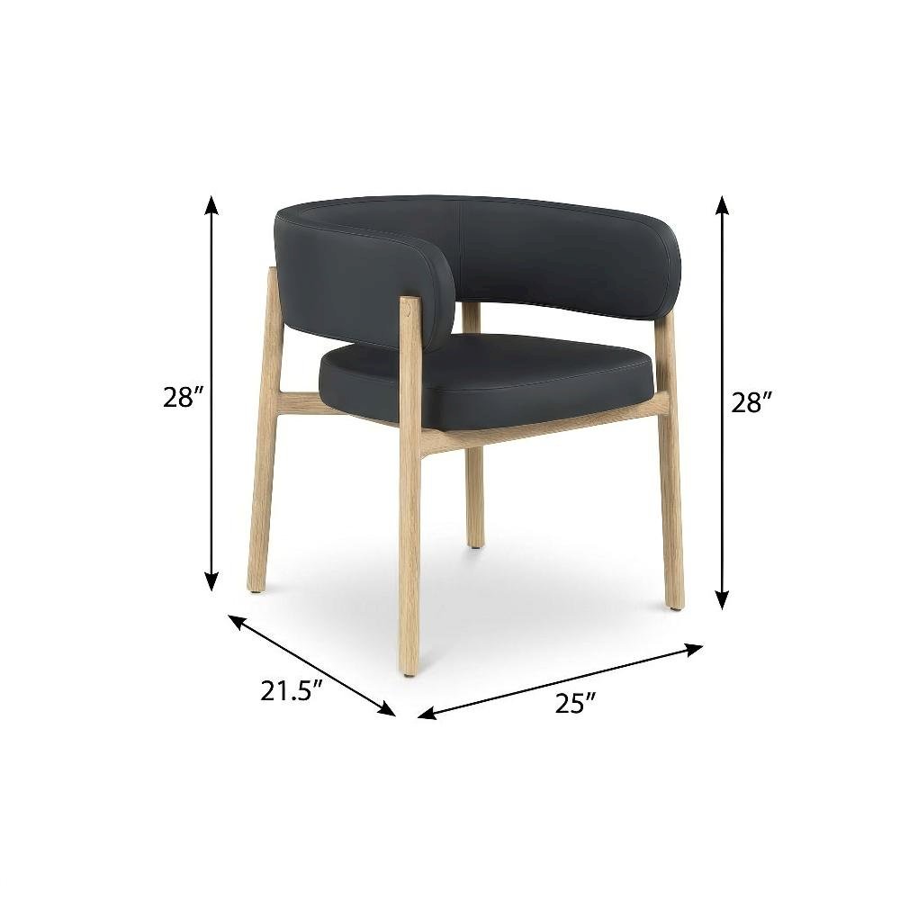 Neutral Vegan Leather Dining Chairs Set of 2 with Armrests