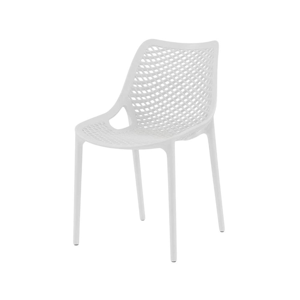 Contemporary White Outdoor Patio Dining Chairs Set Of 4 With Anti-Uv Finish