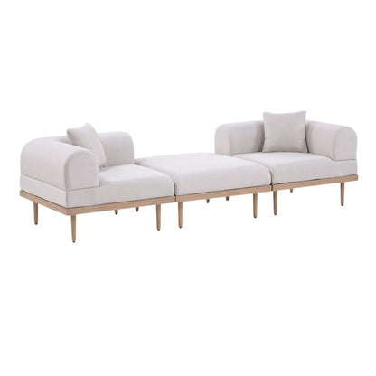 Beige Fabric Outdoor Modular Sofa With Cushions And Contemporary Style