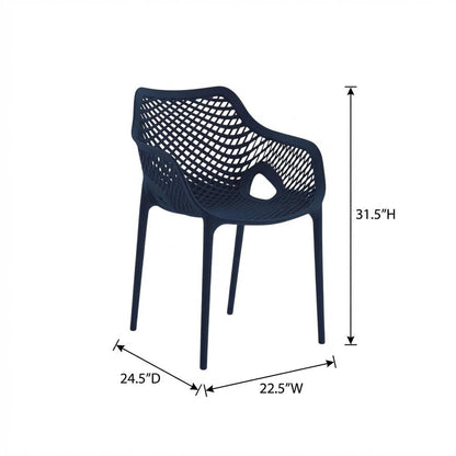 Navy Outdoor Dining Chair Set With Protective Finish For Patio Use