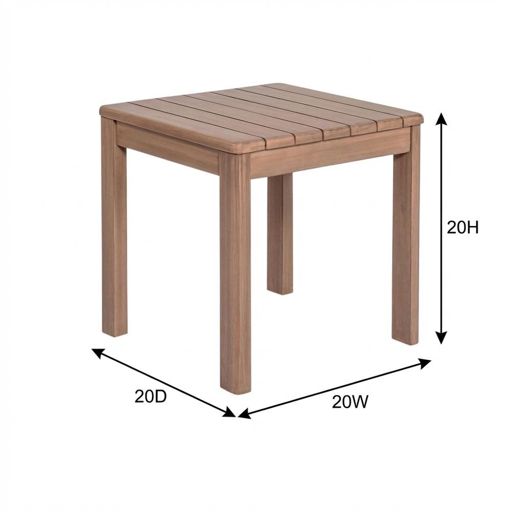 Acacia Wood Outdoor Patio End Table with Contemporary Style