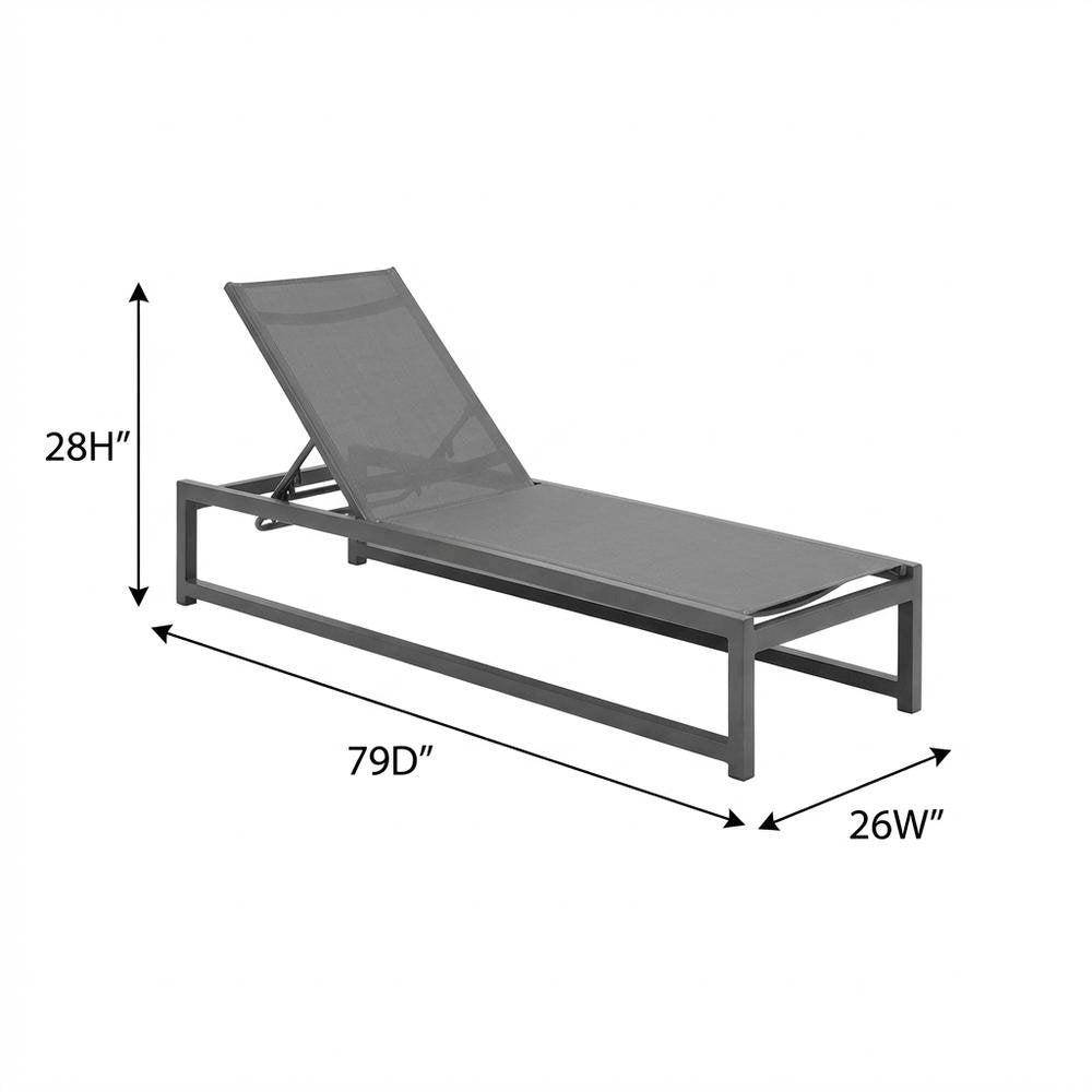 Gray Mesh Fabric Outdoor Patio Sun Lounge Chair With Adjustable Back