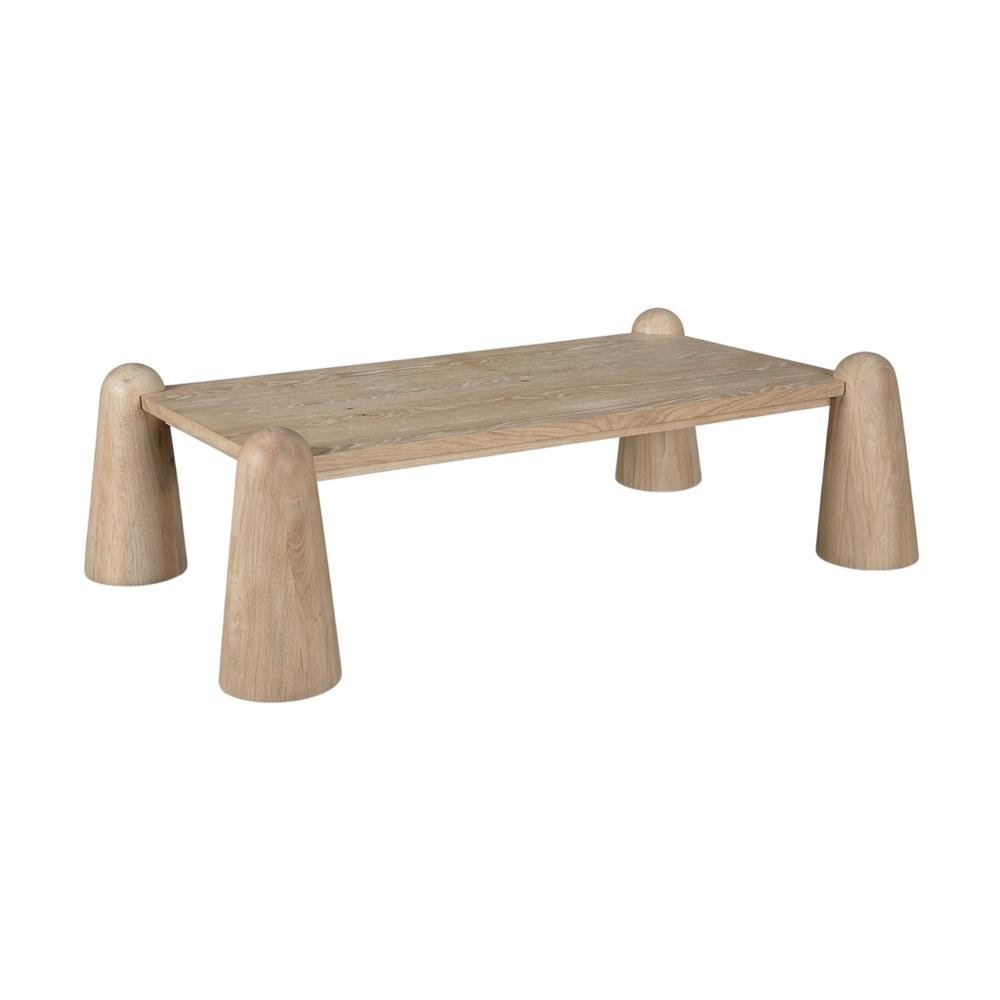 Natural Oak Coffee Table with Art Deco Style and Warm Finish