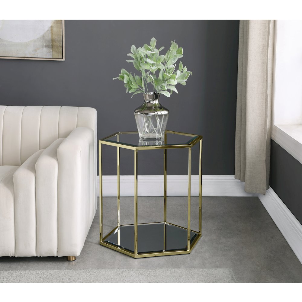 Sei Brushed Gold End Table
