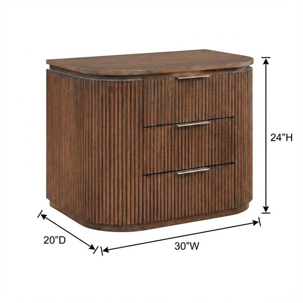 Contemporary Brown Wood Nightstand with Solid Wood and Oak Veneer Finish
