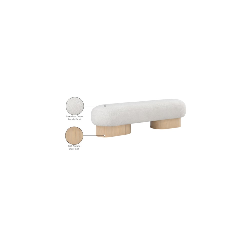 Robertson Cream Boucle Fabric Bench