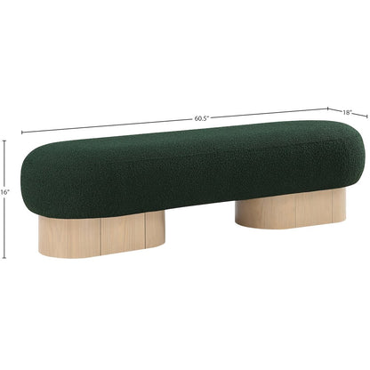 Robertson Green Boucle Fabric Upholstered Bench
