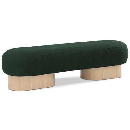 Robertson Green Boucle Fabric Upholstered Bench