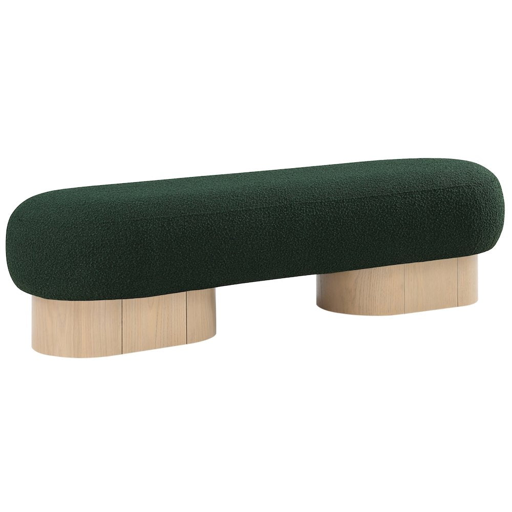 Robertson Green Boucle Fabric Upholstered Bench