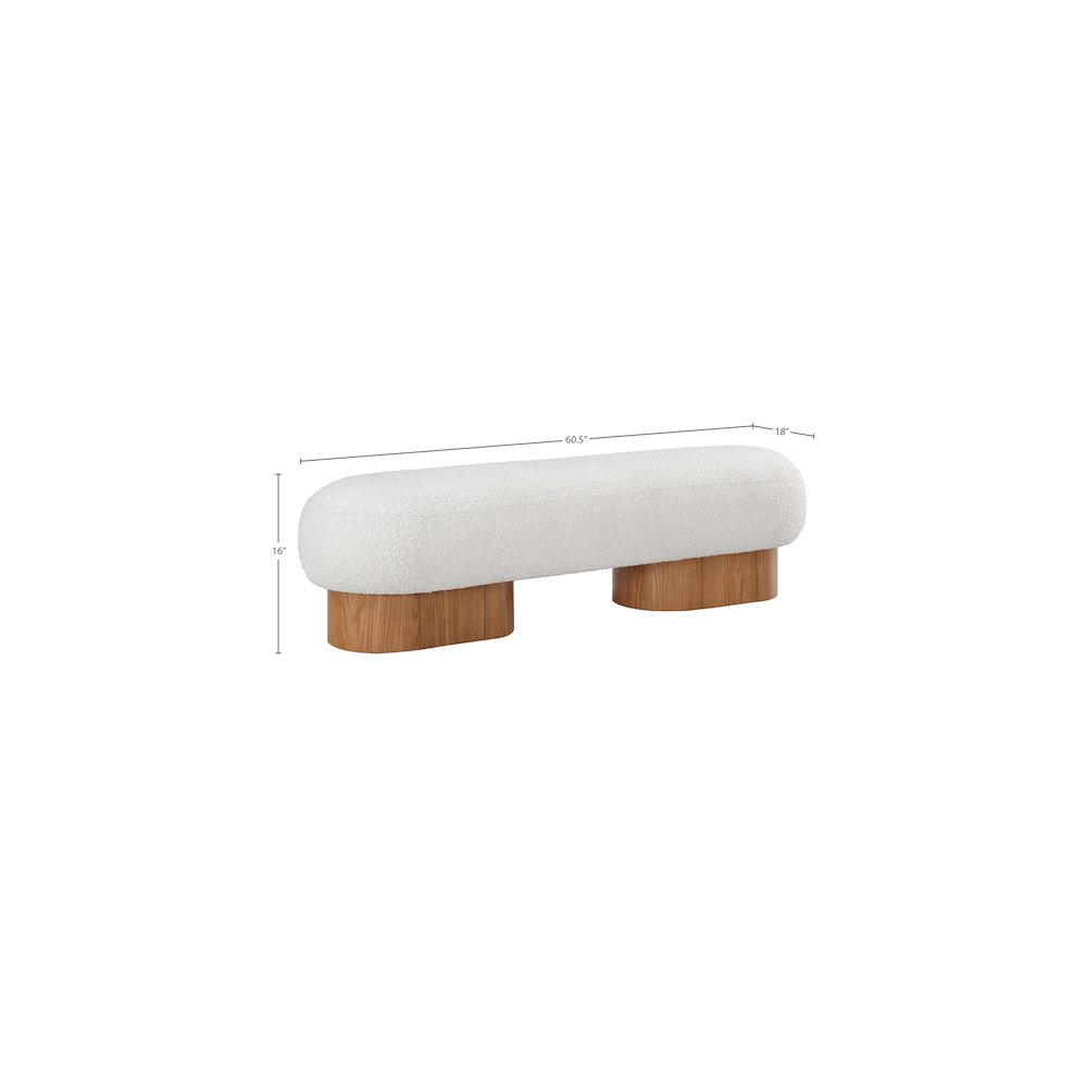 Robertson Cream Boucle Fabric Bench