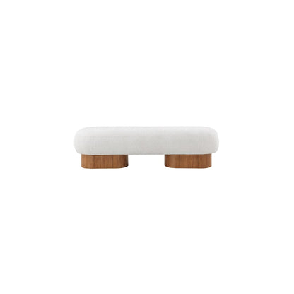 Robertson Cream Boucle Fabric Bench