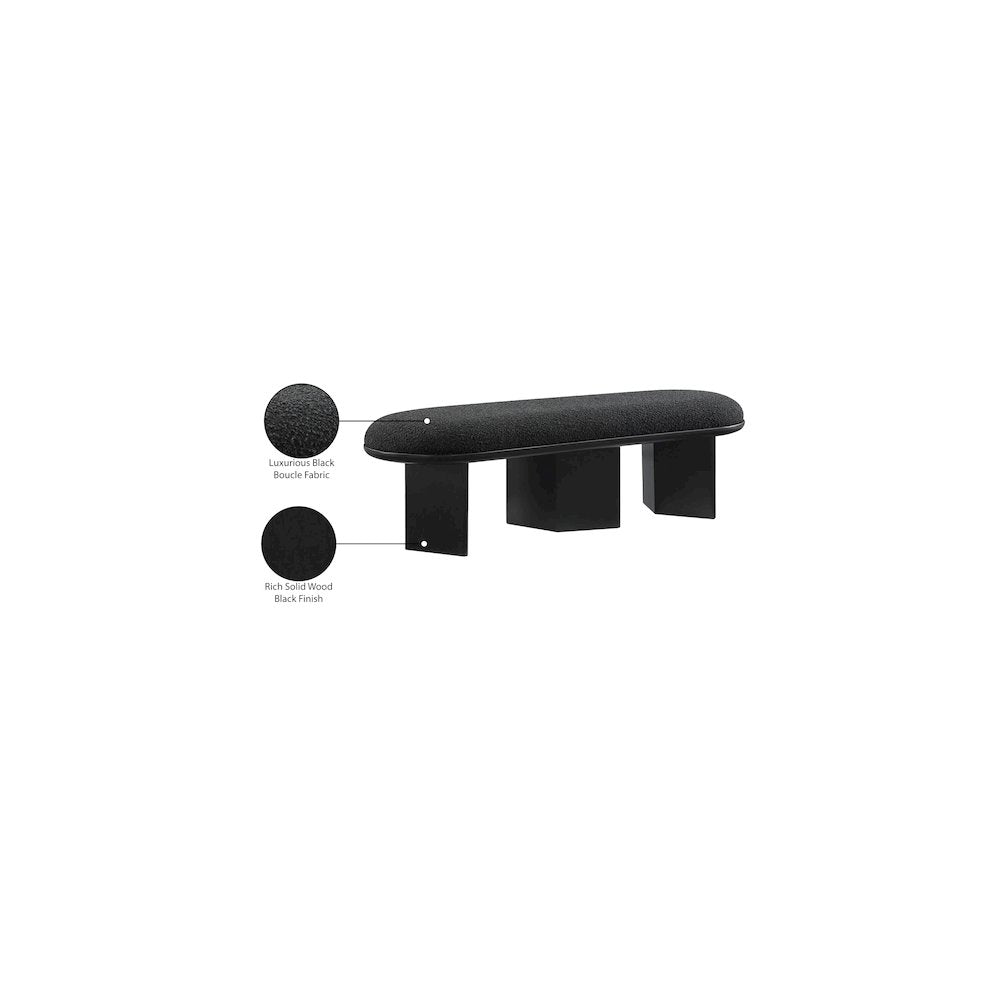 Wilshire Black Boucle Fabric Bench