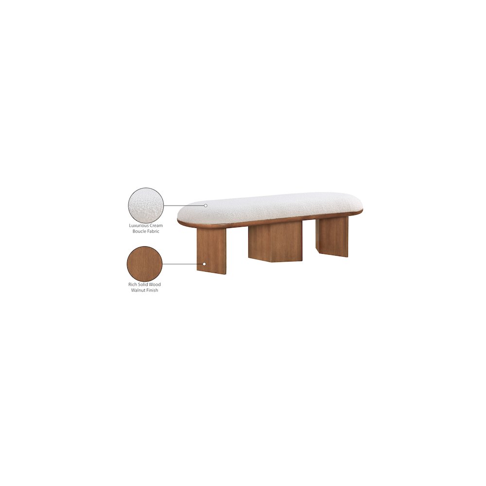 Wilshire Cream Boucle Fabric Bench