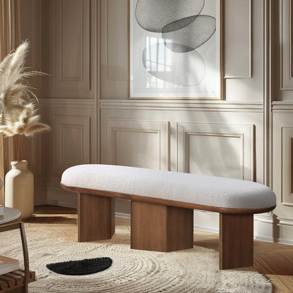 Wilshire Cream Boucle Fabric Bench