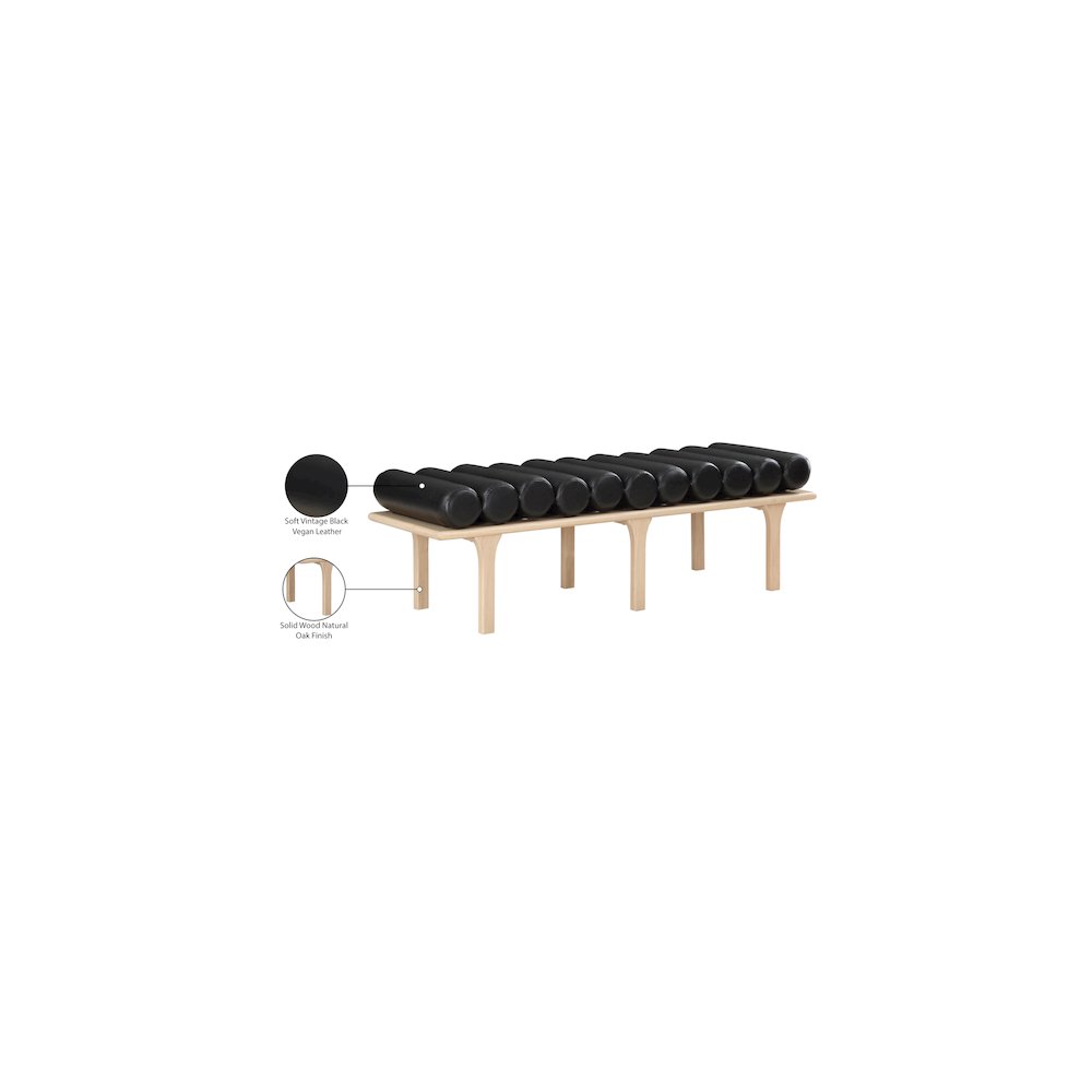Landon Black Vegan Leather Bench