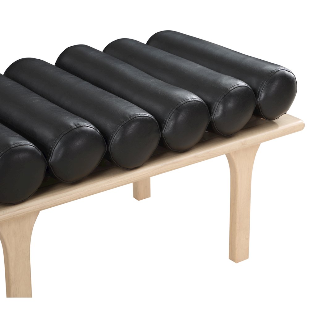 Landon Black Vegan Leather Bench