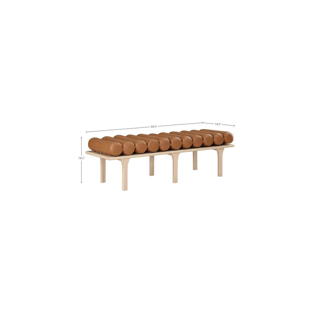 Landon Cognac Vegan Leather Bench