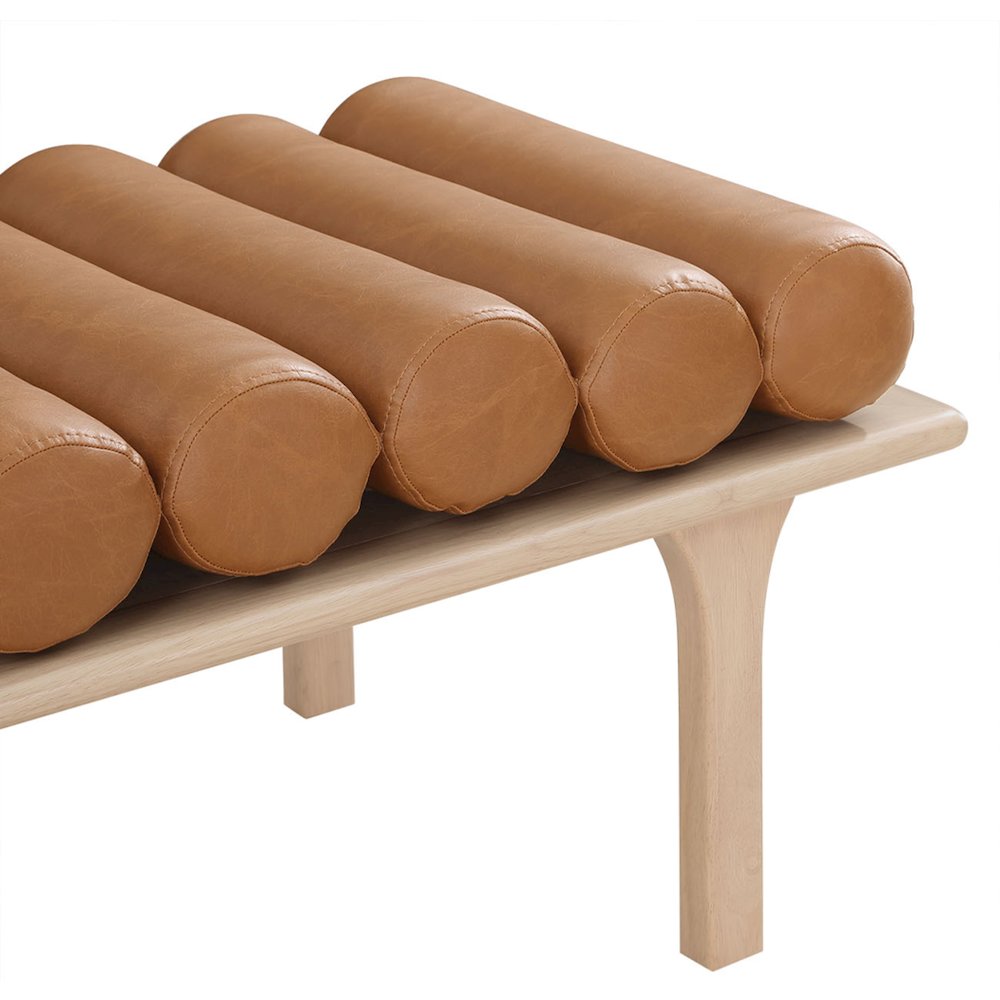 Landon Cognac Vegan Leather Bench