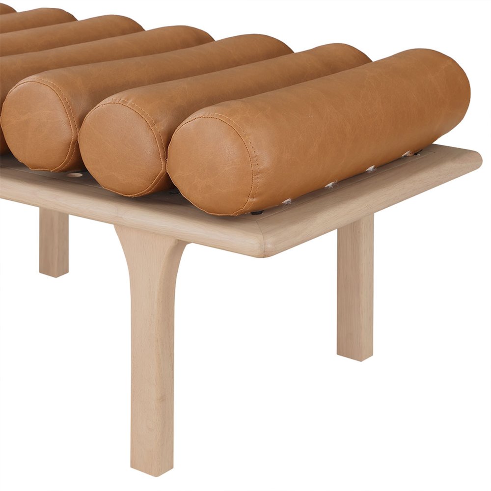 Landon Cognac Vegan Leather Bench