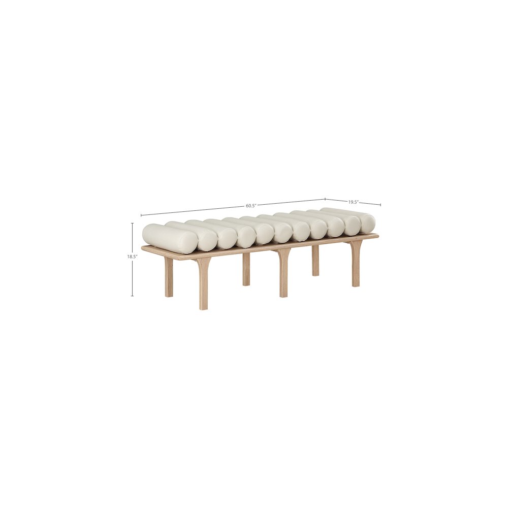 Landon Cream Vegan Leather Bench
