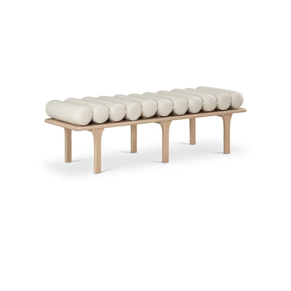 Landon Cream Vegan Leather Bench