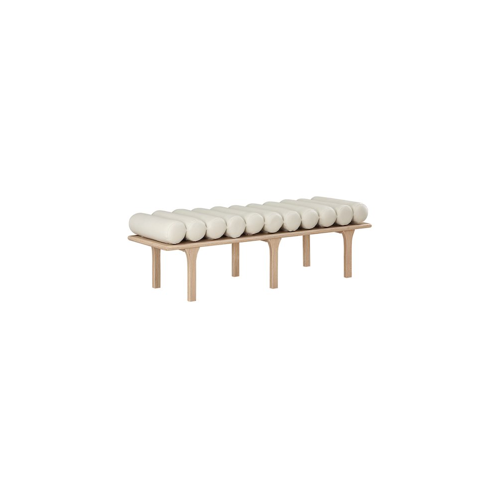 Landon Cream Vegan Leather Bench