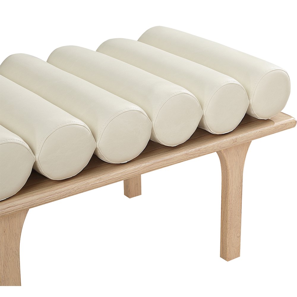 Landon Cream Vegan Leather Bench