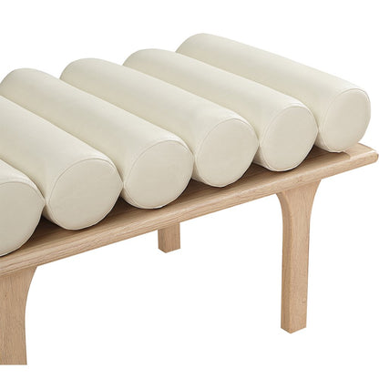 Landon Cream Vegan Leather Bench