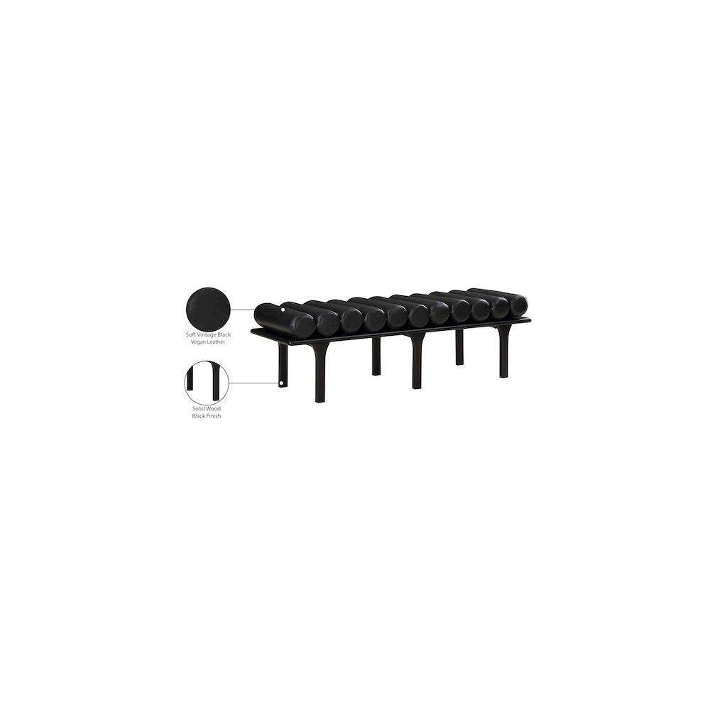 Landon Black Vegan Leather Bench