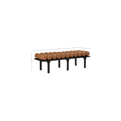 Landon Cognac Vegan Leather Bench