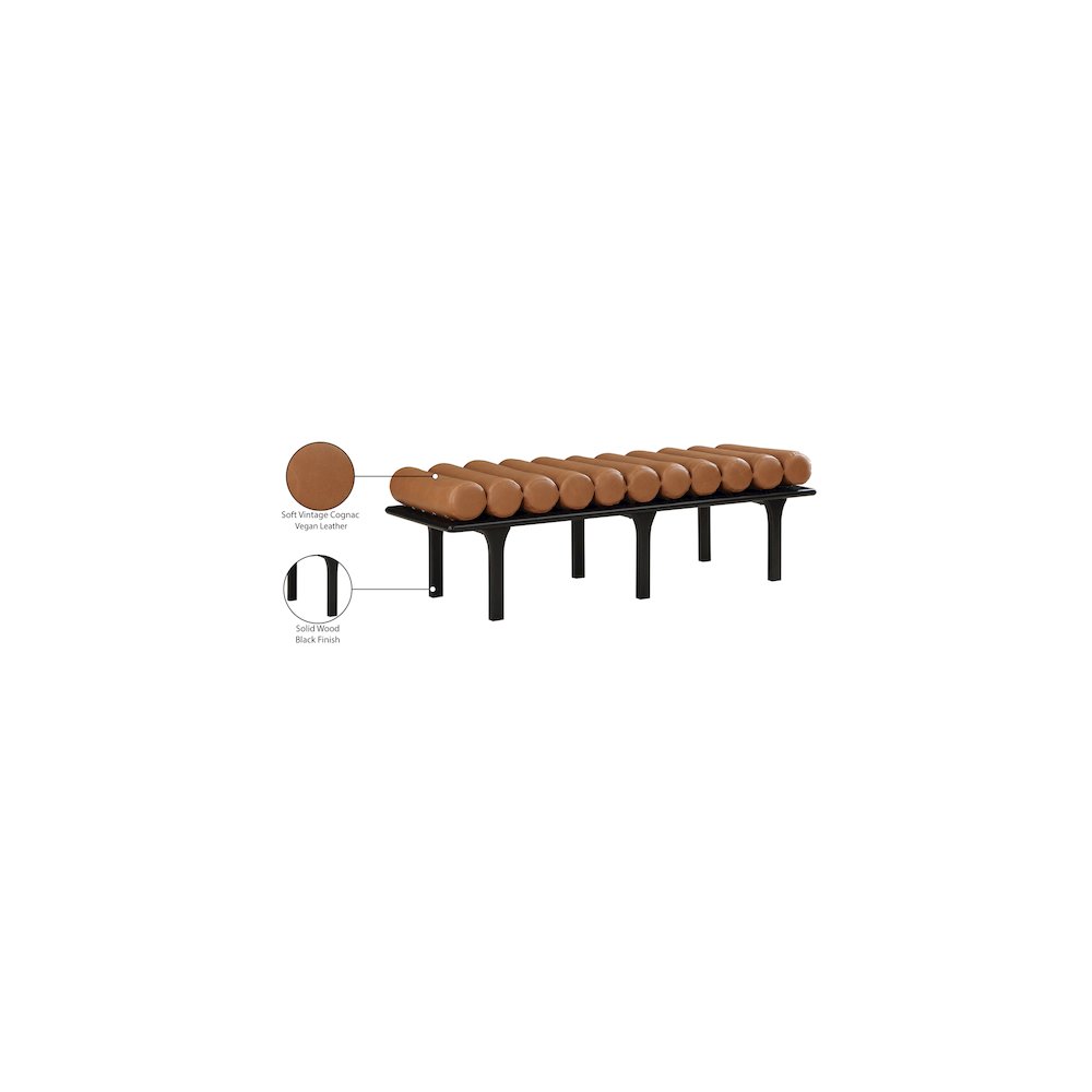 Landon Cognac Vegan Leather Bench