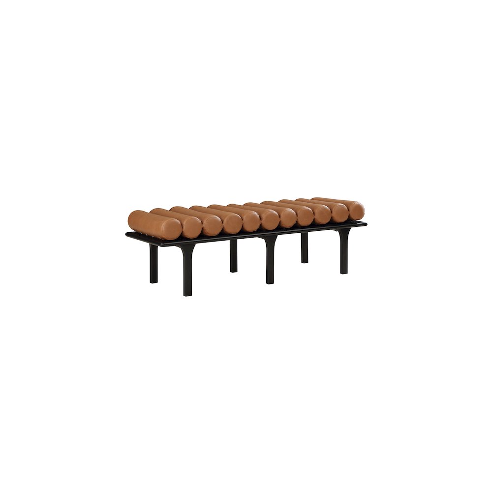 Landon Cognac Vegan Leather Bench