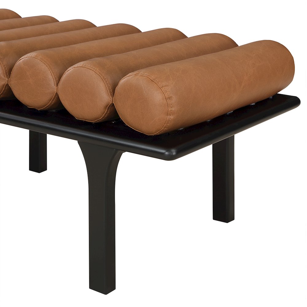 Landon Cognac Vegan Leather Bench