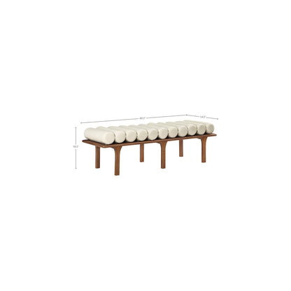 Landon Cream Vegan Leather Bench