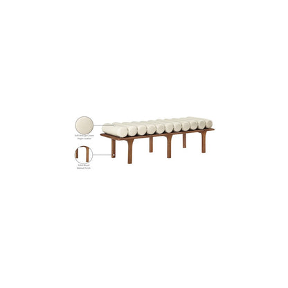 Landon Cream Vegan Leather Bench