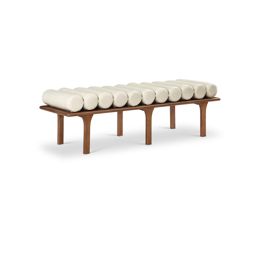 Landon Cream Vegan Leather Bench