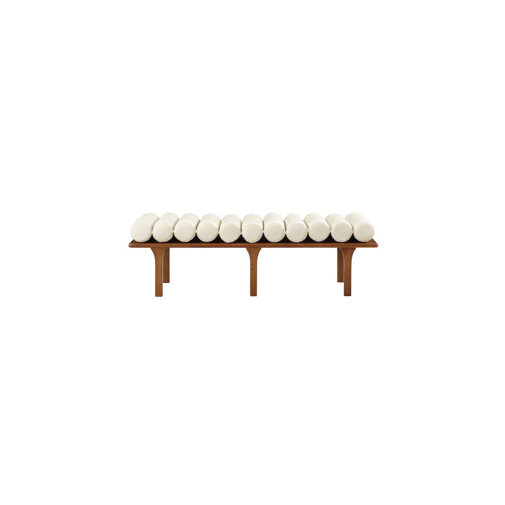 Landon Cream Vegan Leather Bench