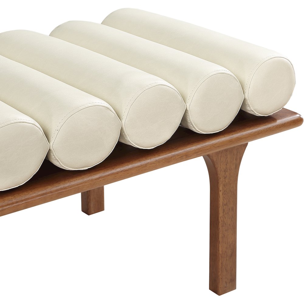 Landon Cream Vegan Leather Bench