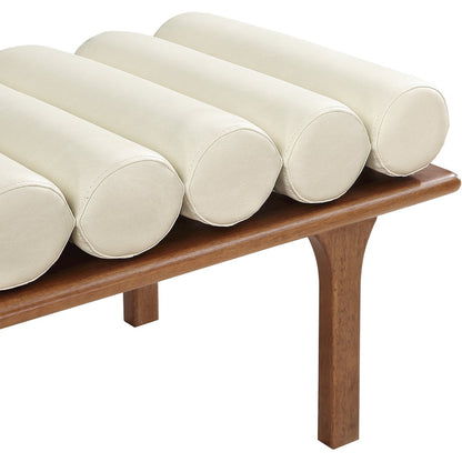 Landon Cream Vegan Leather Bench