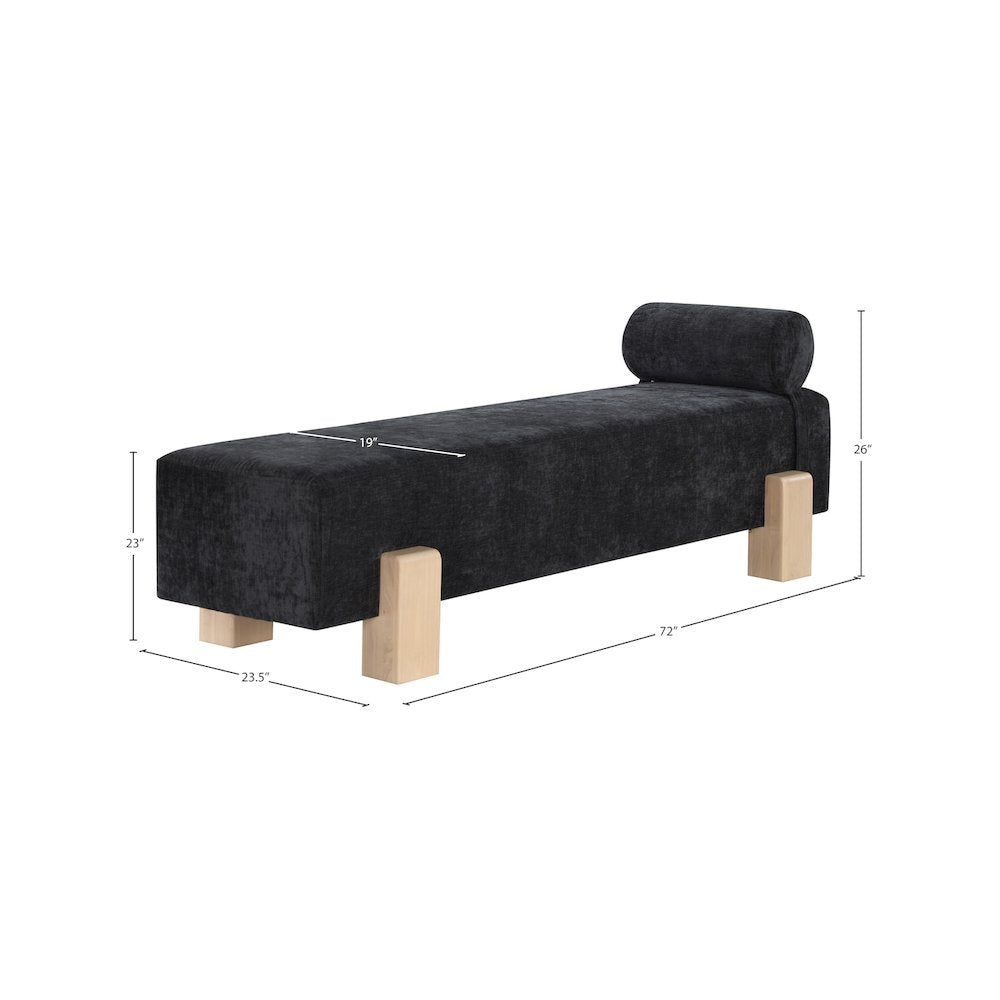 Edison Black Chenille Fabric Bench