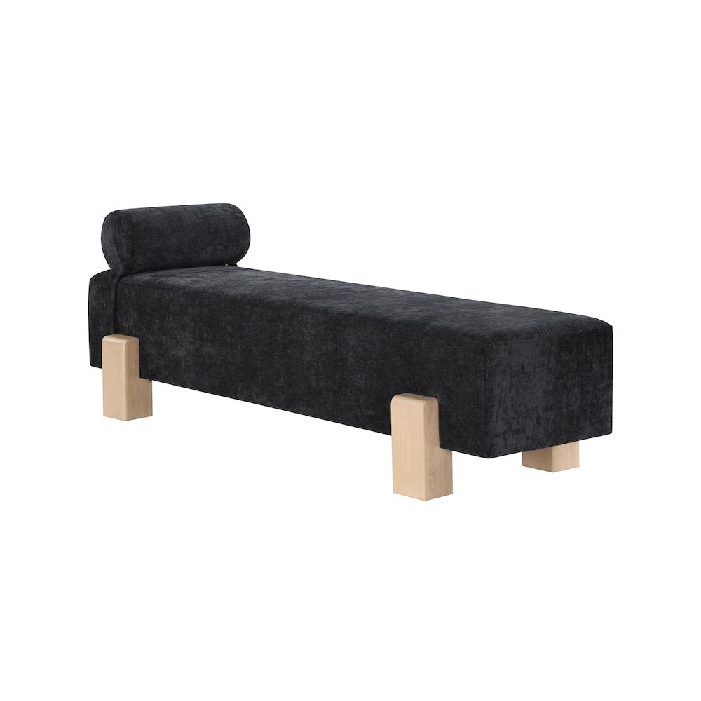 Edison Black Chenille Fabric Bench