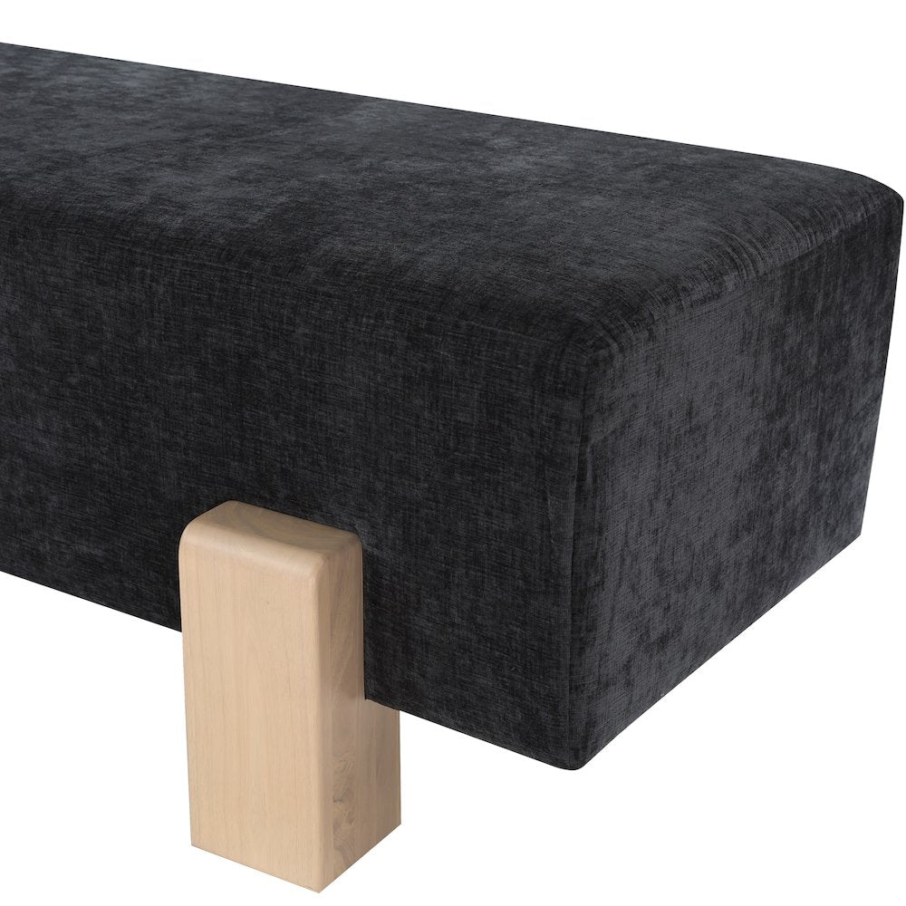 Edison Black Chenille Fabric Bench