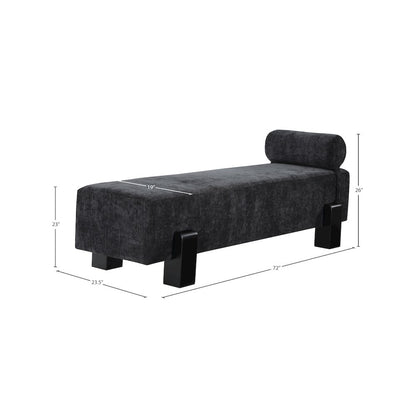 Edison Black Chenille Fabric Bench