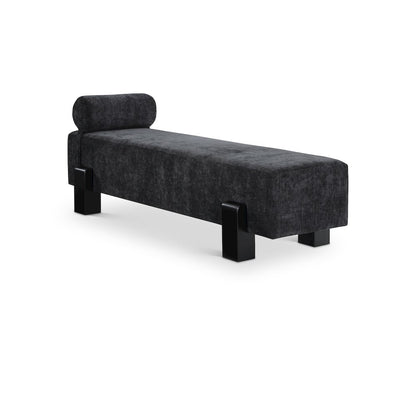 Edison Black Chenille Fabric Bench