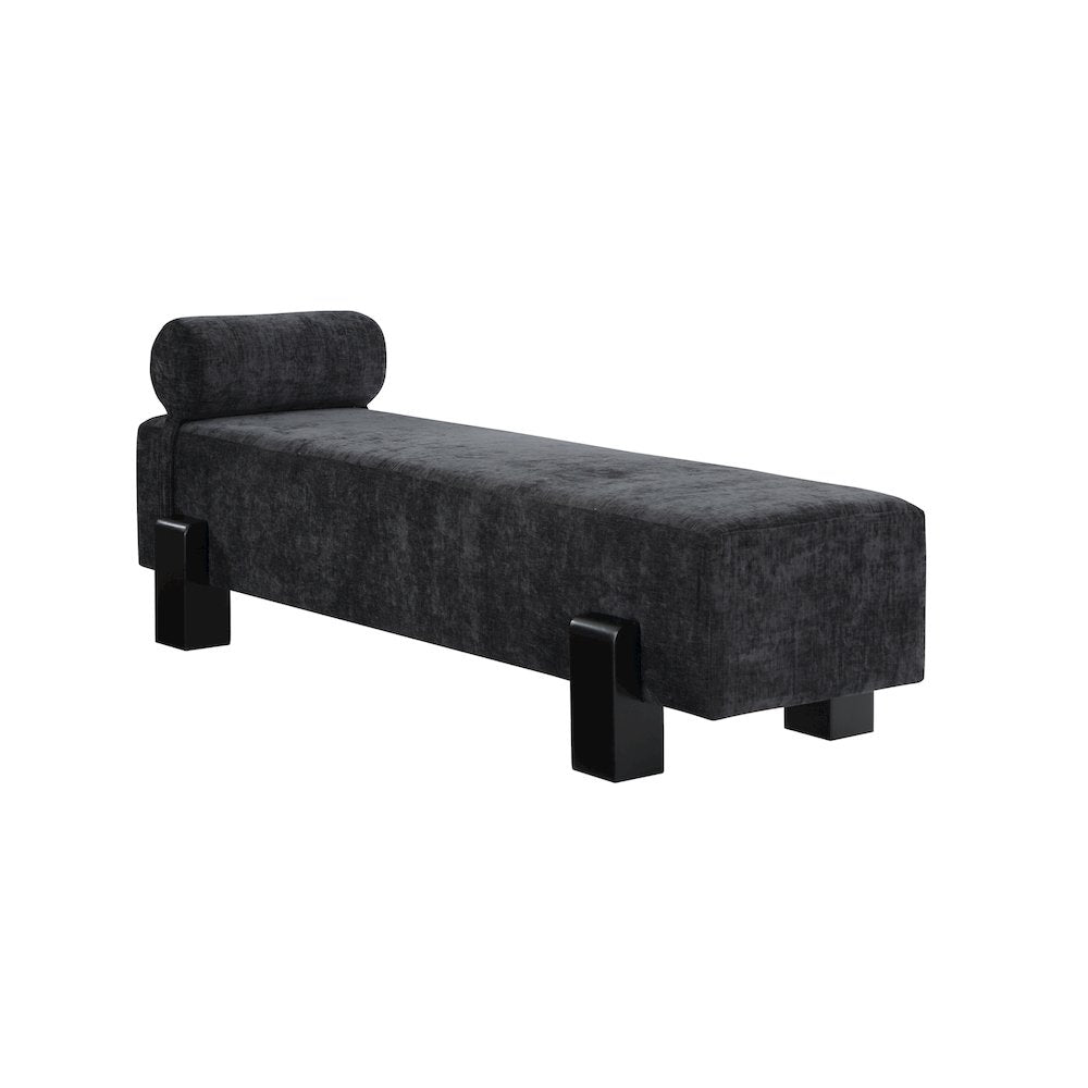 Edison Black Chenille Fabric Bench