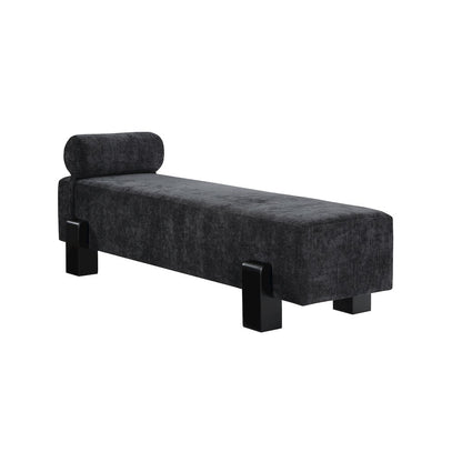 Edison Black Chenille Fabric Bench