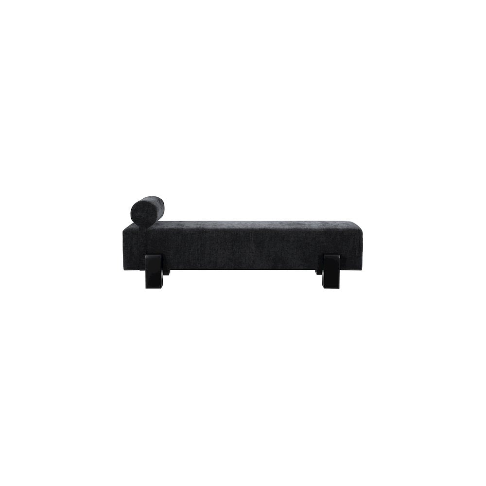 Edison Black Chenille Fabric Bench