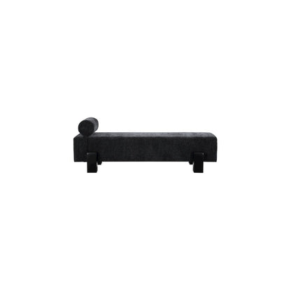 Edison Black Chenille Fabric Bench