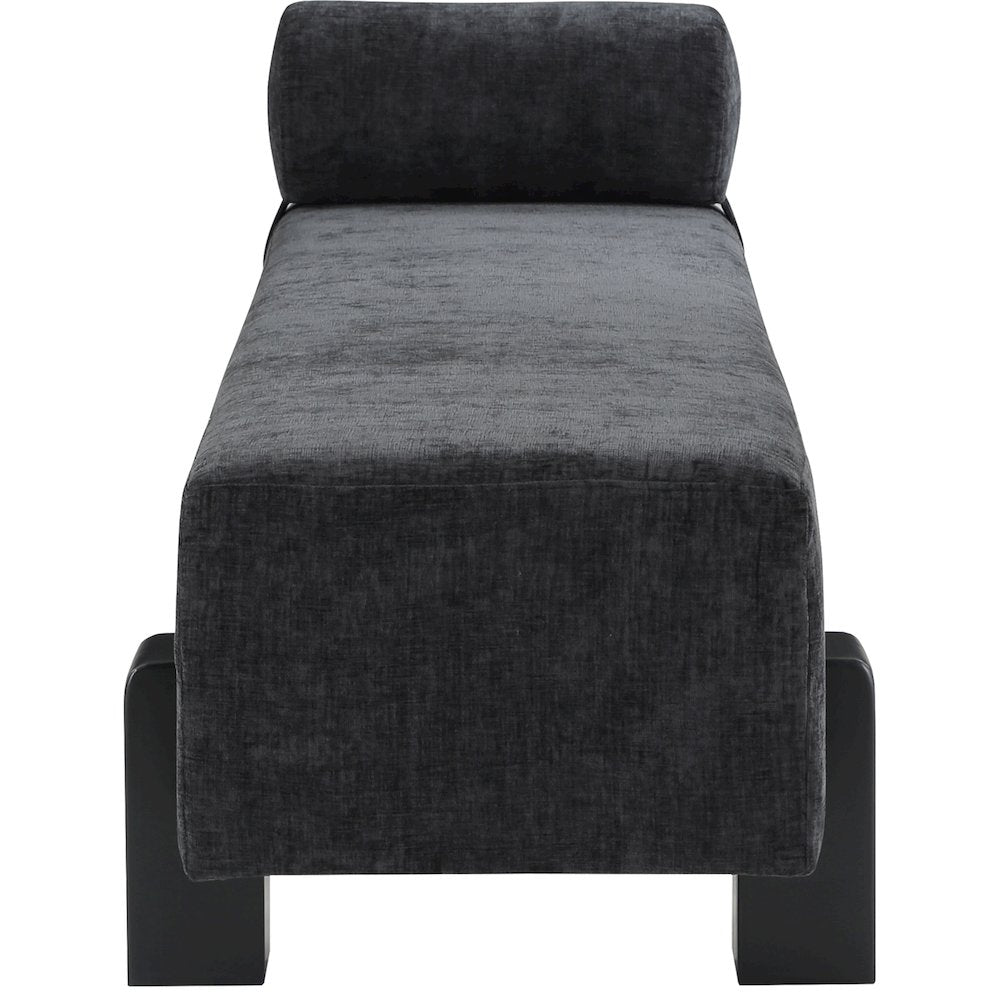 Edison Black Chenille Fabric Bench
